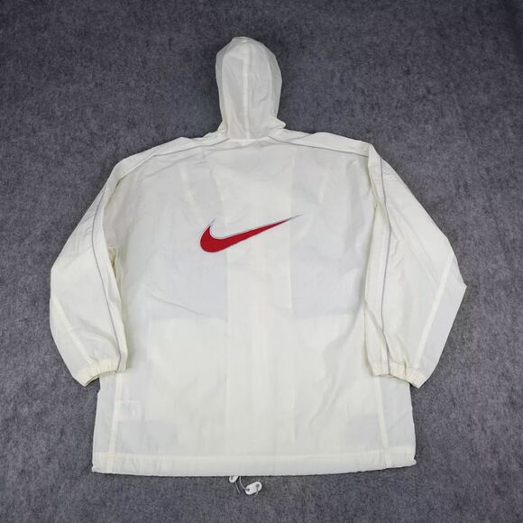 Vintage Nike Jacket Mens XXL White Red Track Windbreaker Anorak Swoosh 90 - Picture 1 of 6
